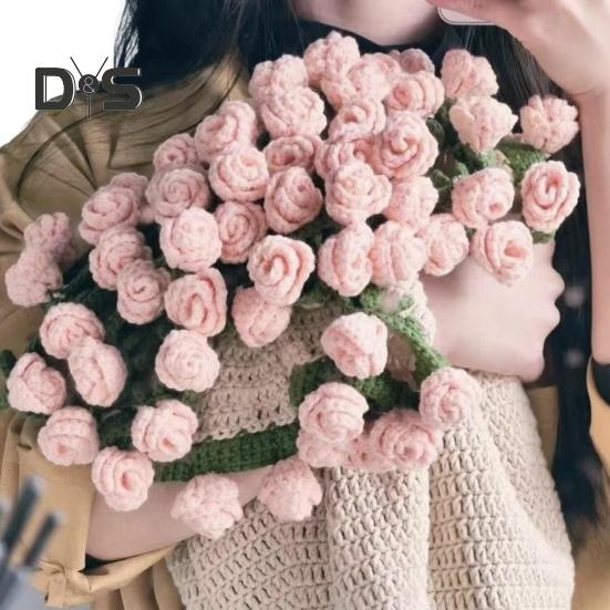 Flower Blanket Crocheting Kit Rose Bouquet Blanket DIY Kit Crochet Bouquet Throw Blanket Craft Set for Mother's Day Gift Home Sofa Couch Decor