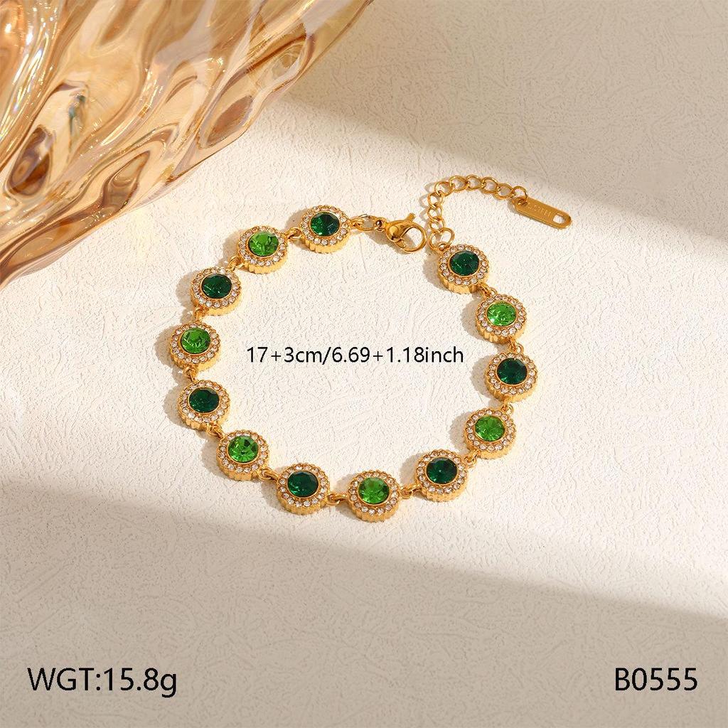 European Retro Gemstone Diamond Bracelet - Elegant Luxury Clavicle Chain for Women, Perfect for Evening Parties