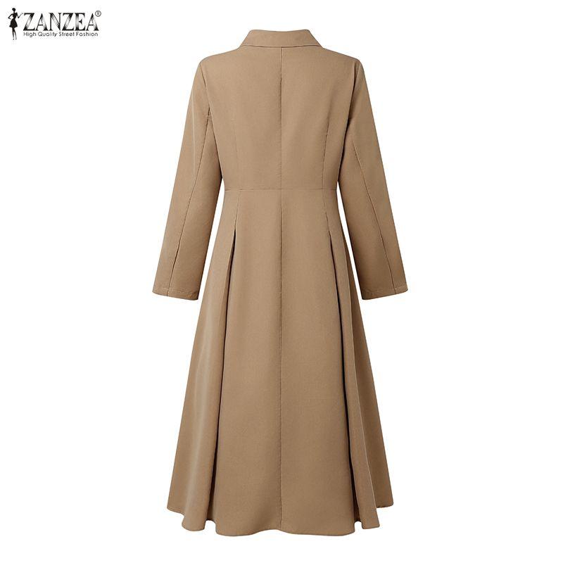 ZANZEA Dámské ležérní šaty s elegantním límečkem a dlouhým rukávem