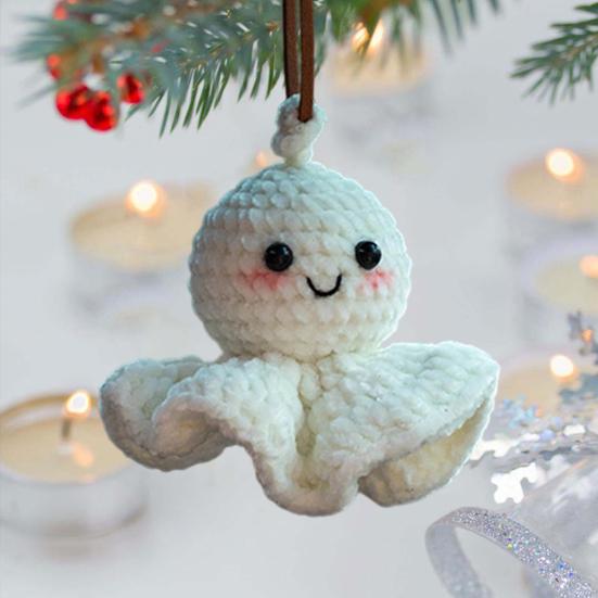 Crochet Sunny Doll Car Charm Handmade Knitted Car Rear View Mirror Hanging Ornaments for Automotive Interior Accessories