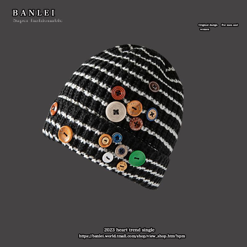 Cozy Knit Beanie For Women And Men With Stylish Button Design Warm Winter Hat