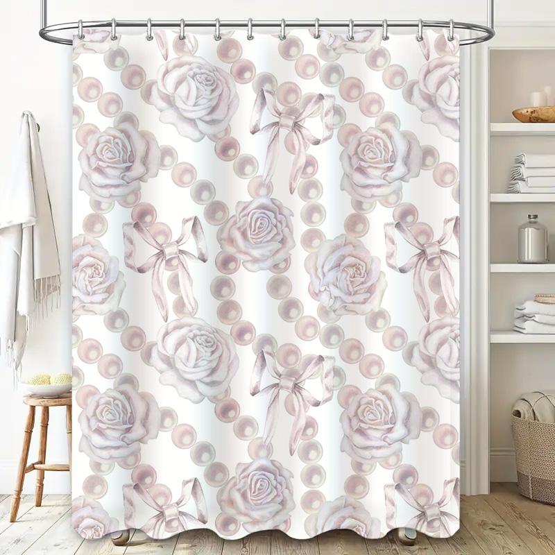 Elegant Floral Shower Curtain Set Lavender Rose Design For Bathroom Decor Home Decoration Waterproof Fabric Shower Curtains With