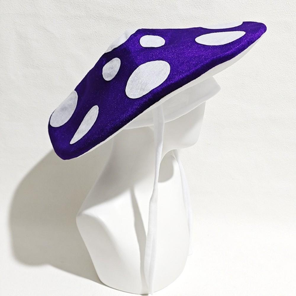 Soft Velvet Costume Headpiece Oversized Fungus Beret Cap Adjustable Mushroom Hat  Cosplay