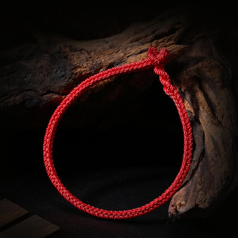 Dragon Knot 3.5mm Red Rope Bracelet, Hand-Woven for Benming Year, Wearable with Gold and Silver Jewelry.