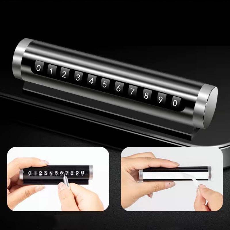 Car Temporary Parking Number Plate Black/Silver/Blue Aluminium Alloy Material Roller Adjustable Car Parking Plate Car Supplies