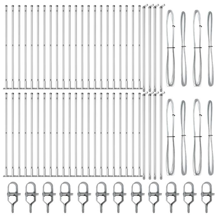 VidaXL Fence Posts with Base Plates 52 Pcs Ø32mm 50cm Galvanized Steel 3350254
