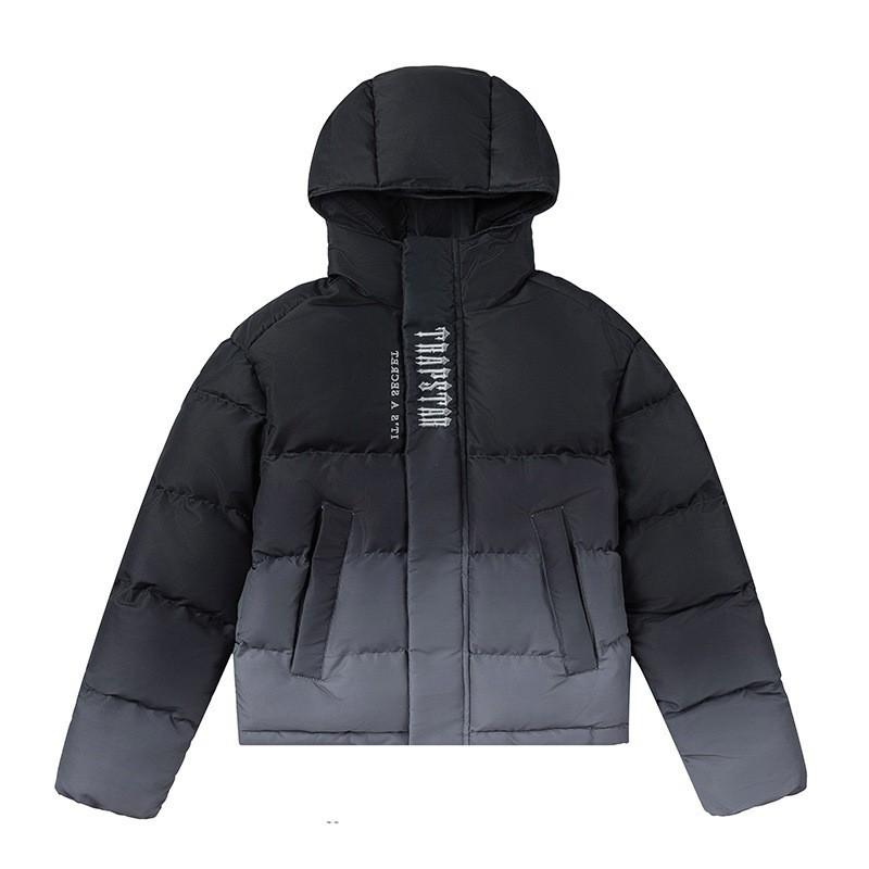 Trapstar Embroidered Gradient Cotton Puffer Jacket Mens High Street Winter Loose Fit Casual Coat