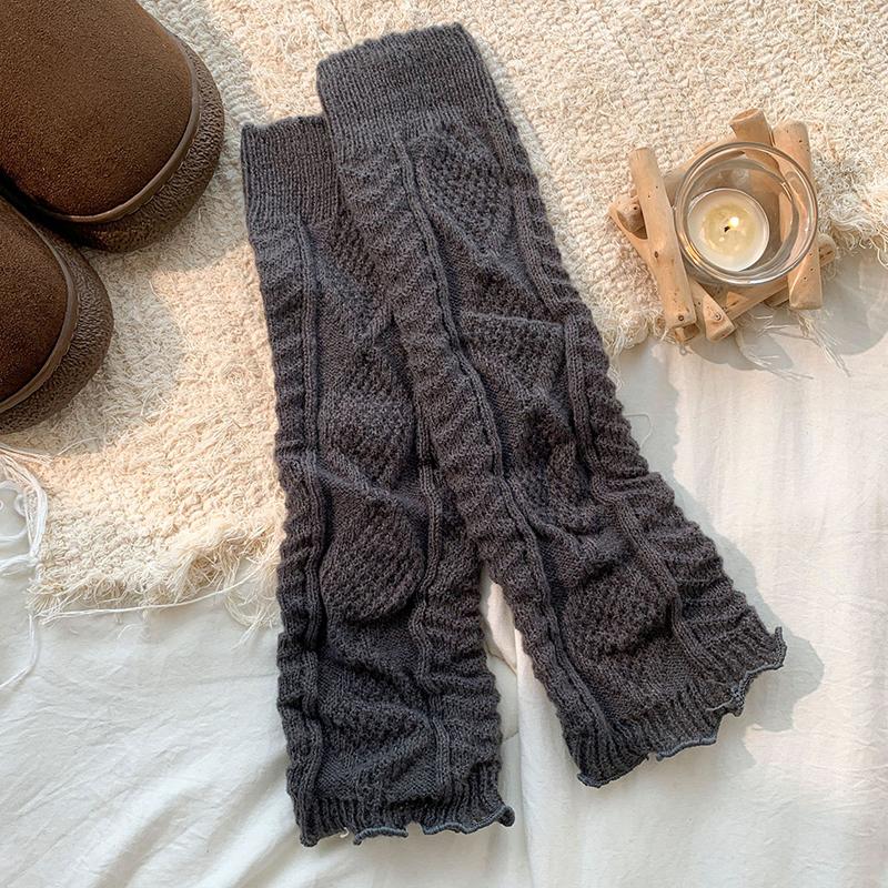 

Lolita Leg Warmers Women Long Socks Wool Knitted Foot Cover Arm Warmer Y2K Autumn Winter Crochet Heap Socks Boot Cuffs Stockings
