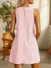 Women Casual Striped A Line Dress Knee Length Round Neck With Pockets Lightweight Breathable Summer Dress Machine Washable