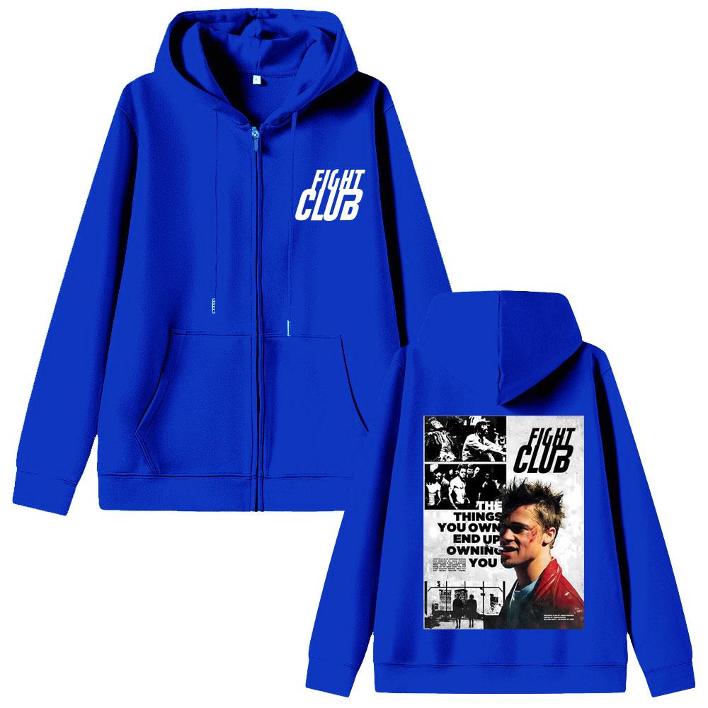 TV Fight Club The Things You Own End Up Owning You Graphic Zipepr Hoodie Men Women Oversized Zip Up Hoodies Coat