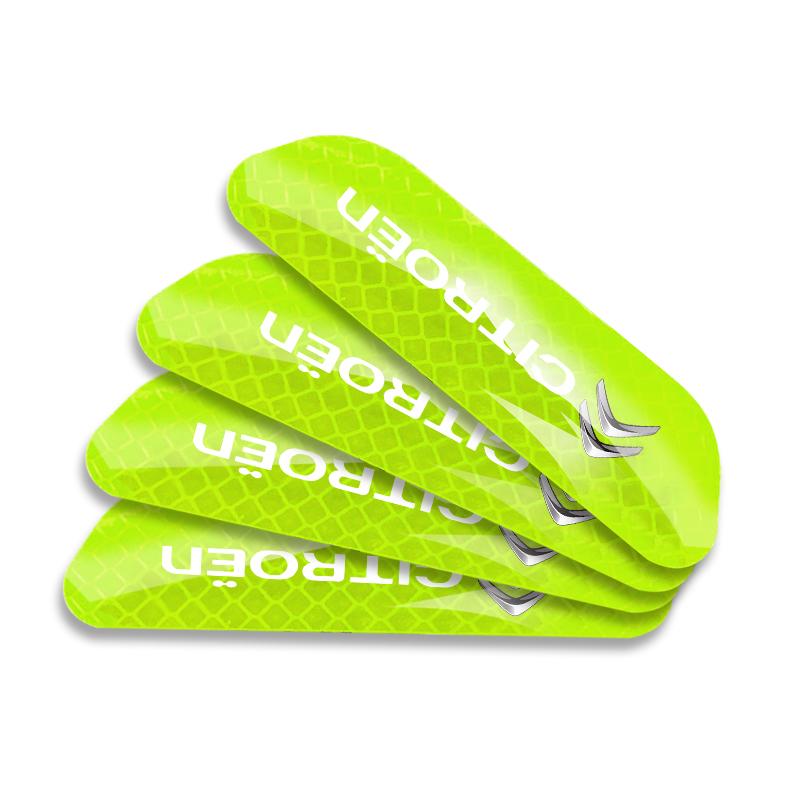 4PCS/set Car Reflective Safety Strip Sticker Styling For Citroen C1 C3 C4 C5 C6 2CV VTS Picasso Cross Cactus RD3 C4L DS3 DS4 DS5