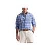 Polo Ralph Lauren Logo Embroidered Check Oxford Long Sleeve Shirt Men shirts Blue 710966428-002