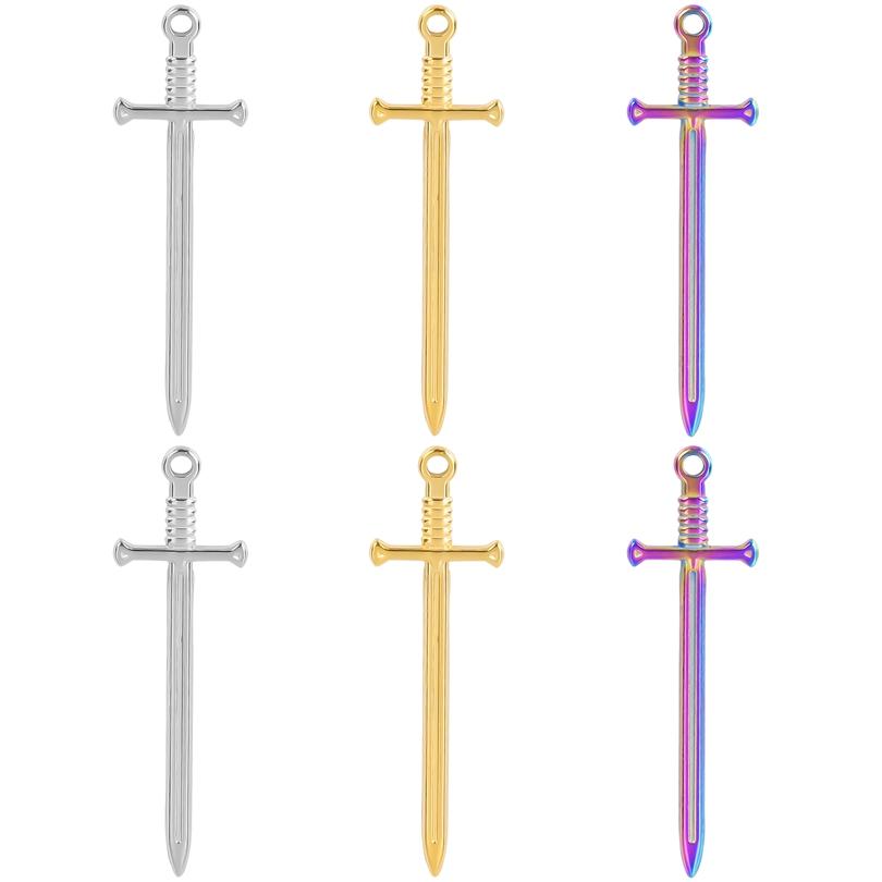 6pcs Mixed Stainless Steel Sword Charms For Jewelry Making/Materials To Make Bracelets Earrings Pendant Charm DIY Keychain Bulk