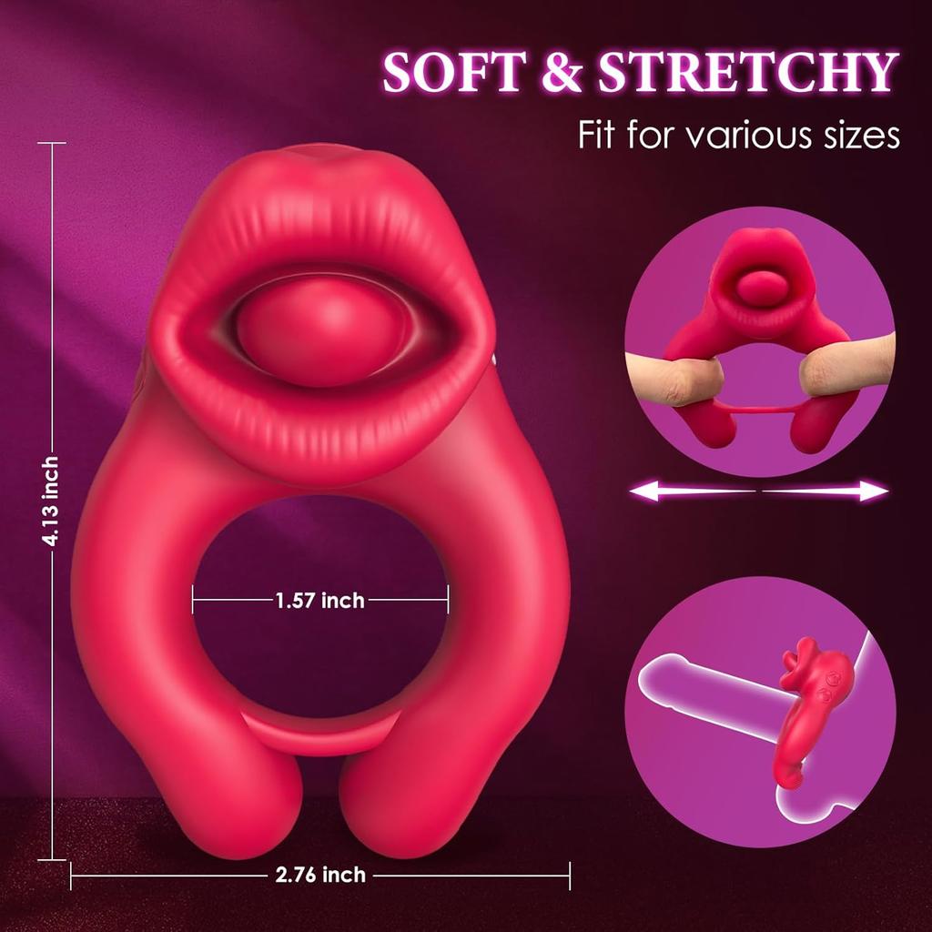 Men's Vibrating Penis Ring , Penis Vibrator, Clitoral and Testicle Stimulator, 10 Vibrations, Adjustable Vibrating Ring, Adult Sex Toys for Couples