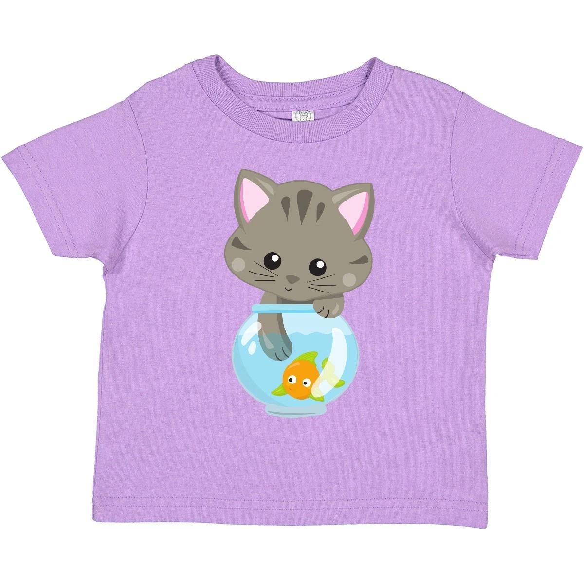 

Inktastic Cute Cat, Little Cat, Kitty, Kitten, Fish Bowl Toddler kids boys T-Shirt Animals 100