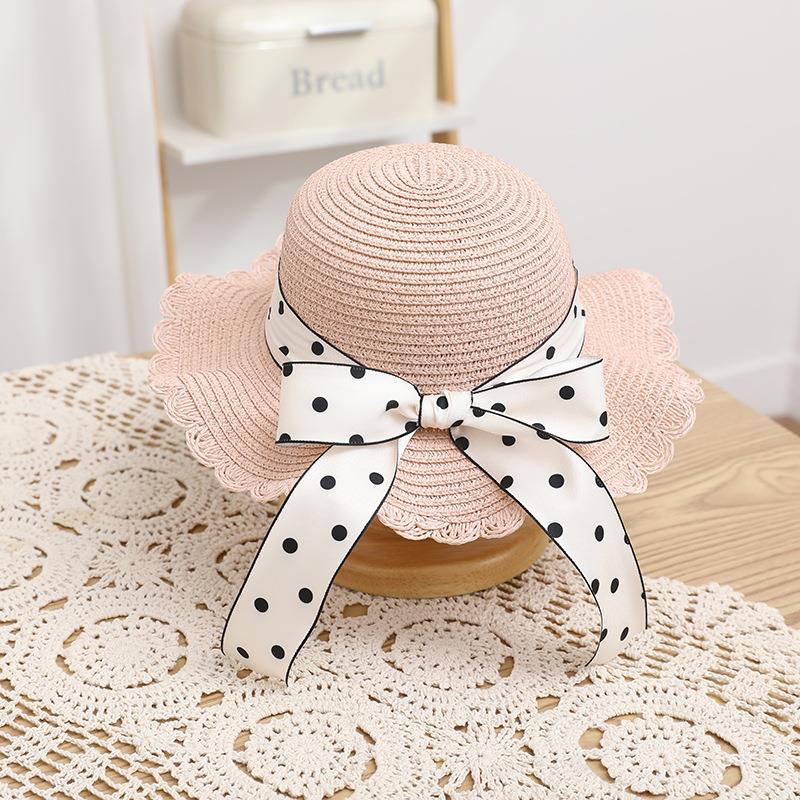 Children's sun hat children's summer new straw hat sub bag set baby sun protection beach hat sun bucket hat