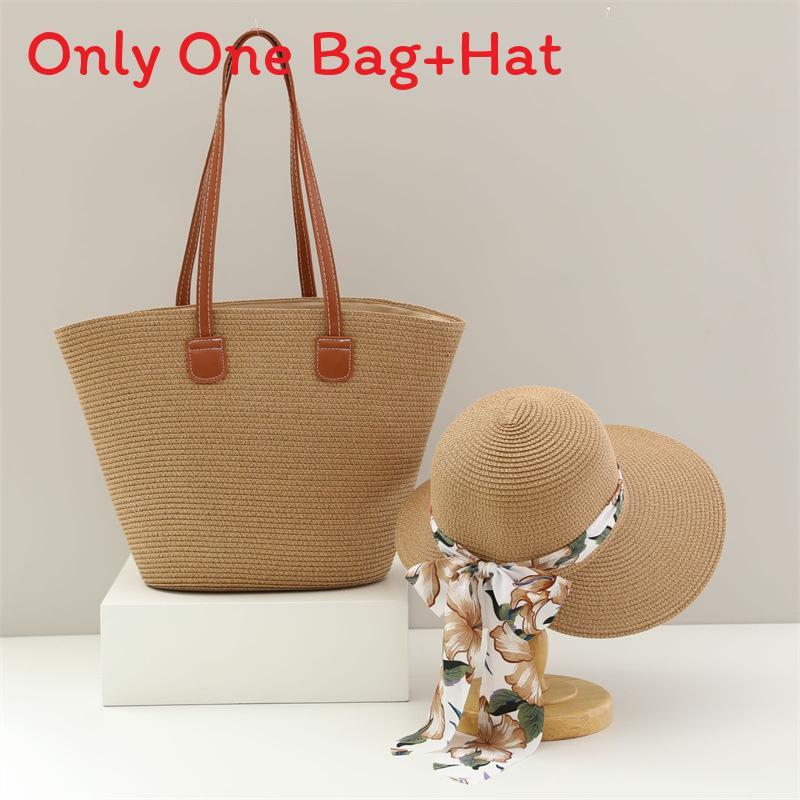 Straw Hat And Bag Set With Sun Protection For Outdoor Travel Casual Summer Adults