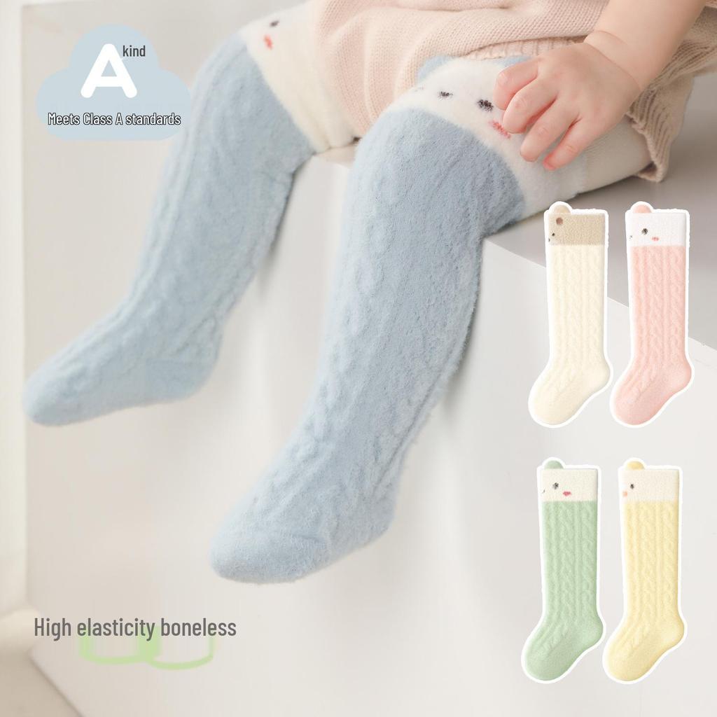 Fleece-Lined Cartoon Baby Over-the-Knee Socks