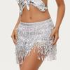 Bohemian Sequin Hip Scarf: Four-layer Tassel Waist Chain Belly Dance Costume for Women. Perfect for Halloween Performances.