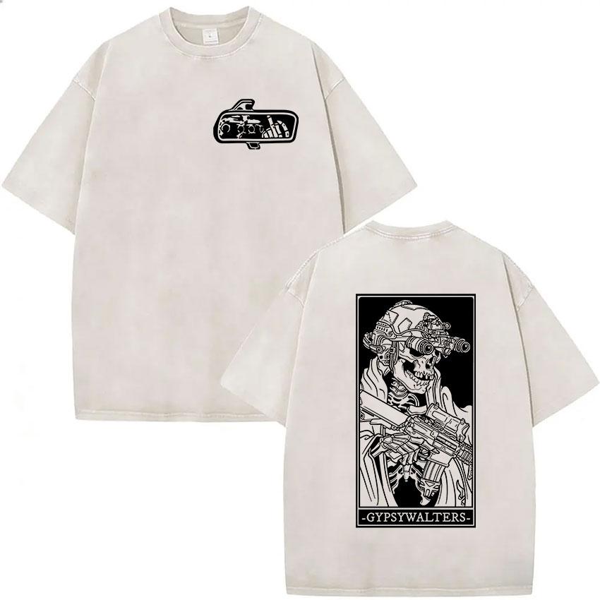 Forward Observations Group T-shirt Lavata Vintage Scheletro Uomo Gotico Oversize Girocollo Manica Corta T-shirt Y2k Streetwear