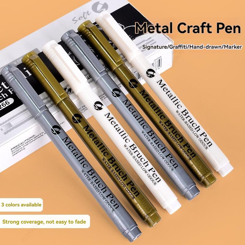 highlight Metallic Marker Pen Gold White Waterproof Permanent Paint Marker Pen for Rock Mug Ceramic Glass DIY Painting