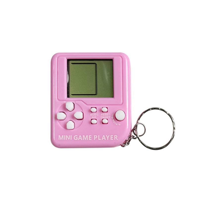 Retro Cube Mini Game Keychain: Handheld Tetris & Tank Game Console