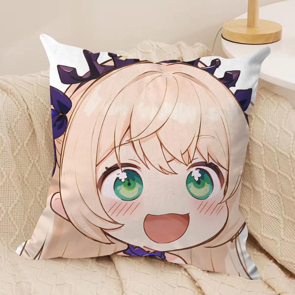 Fischl Cute Cute Genshin Impact Cushion Cover Silky Short Plush Invisible Zipper Dustproof Sofa Pillow Case For Home Decor