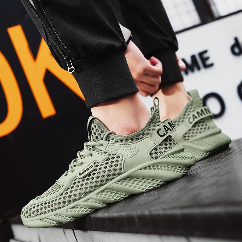 New Summer Trendy Fashion Versatile Breathable Thick Soled Comfortable Straw Hollow Board Shoes Low Top Mesh Men s Shoes 39