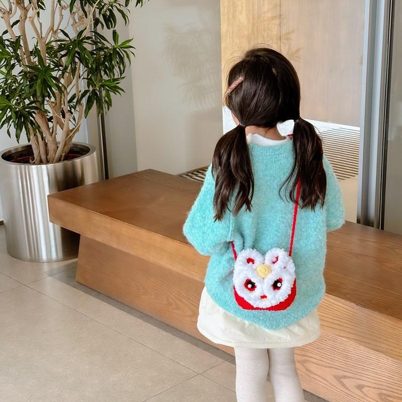 Charming Crocheted Handmade Lion Coin Purse In Bright Red For Kids Nursery