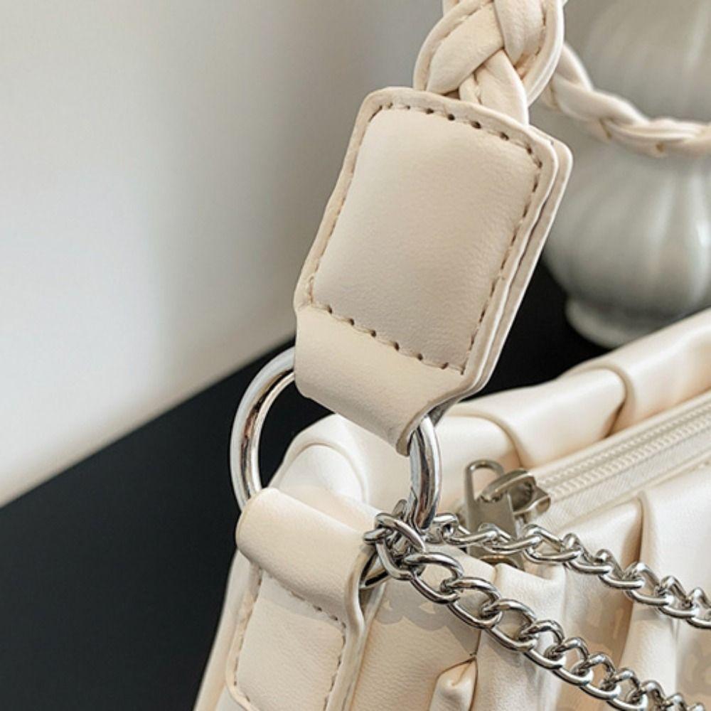 Sweet Y2K Underarm bag Pleated Cloud Square Bag Fashion PU Leather Shoulder Bag  Travel