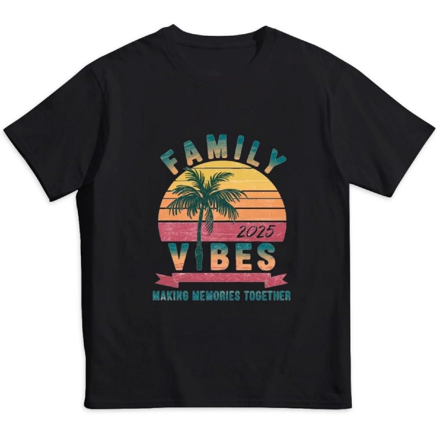 Vintage Family 2025 Vibes Family Reunion Vacation Making Memories Kids  100% Cotton T-Shirt - Soft Tee for Boys & Girls XXXXXL разноцветный