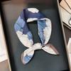 1116 Summer Sweet Silk Cotton Small Square Scarf Female Elegant Temperament Silk Scarf Commuter Decoration Versatile Professional Small Scarf