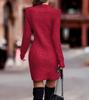 2026 Autumn/Winter Women's Solid Color Round Neck Long Sleeve Bodycon Sweater Dress