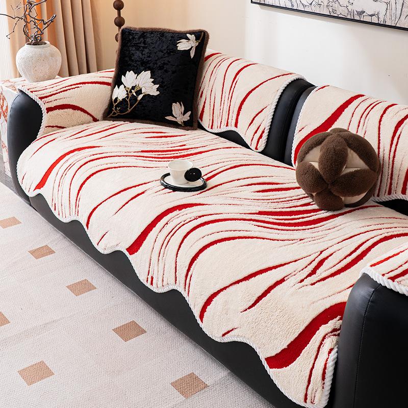 Shumian Velvet Thickened Sofa Cover Winter  New Plush Fixed Non Slip Sofa Cover One-Piece Scratch-Resistant Sofa Cover Cloth