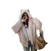 Winter new wear hooded seat mountain carving pie to overcome short cat ears tide loose cotton coat women