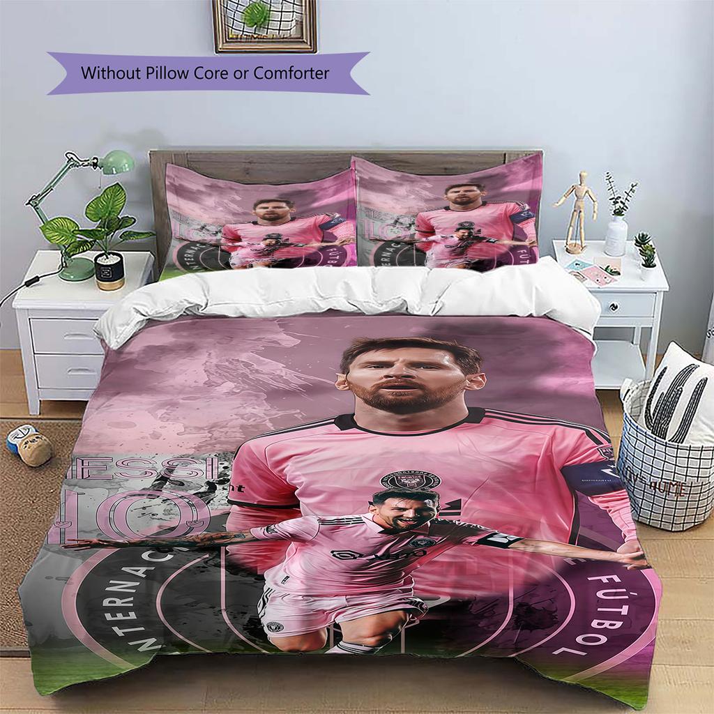 Lionel Messi Pattern Bedding,Quilt Set Quilt Cover Pillowcase Home Birthday Gift(1 * duvet cover + 2 * pillowcase, without core)