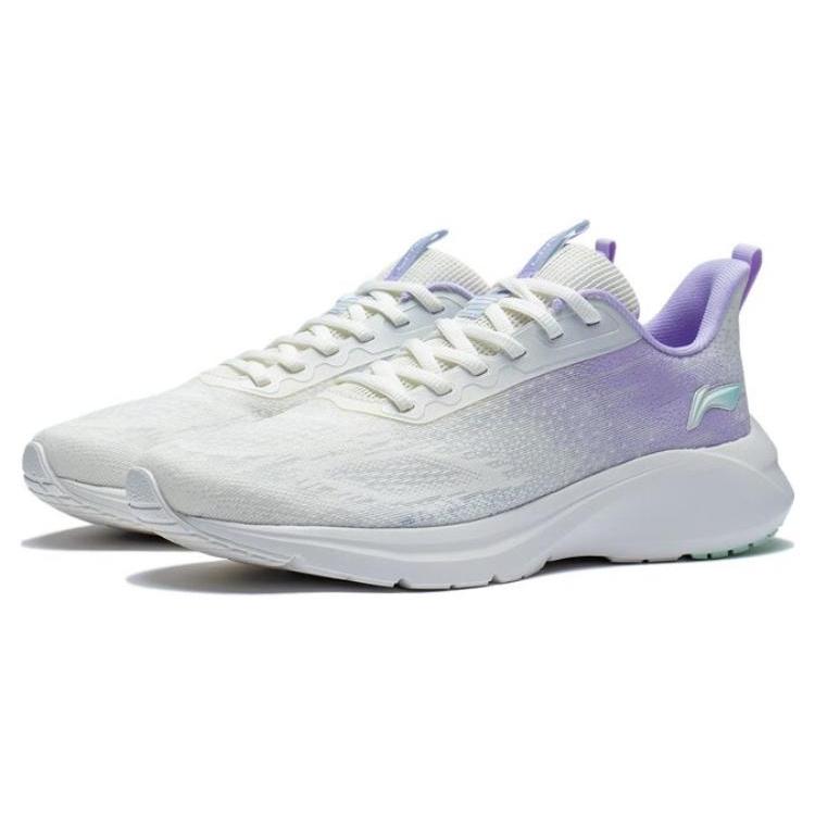 Li Ning YunQue Slip Resistant Cushioning Abrasion Resistant Low Top Running Shoes Women's White Purple ARST026-2