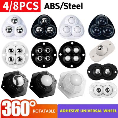 4/8pcs Mini Wheels for Furniture Rotatable Wheel Strong Load-bearing Universal Self Adhesive Caster Wheels Roller Cabinet Trash