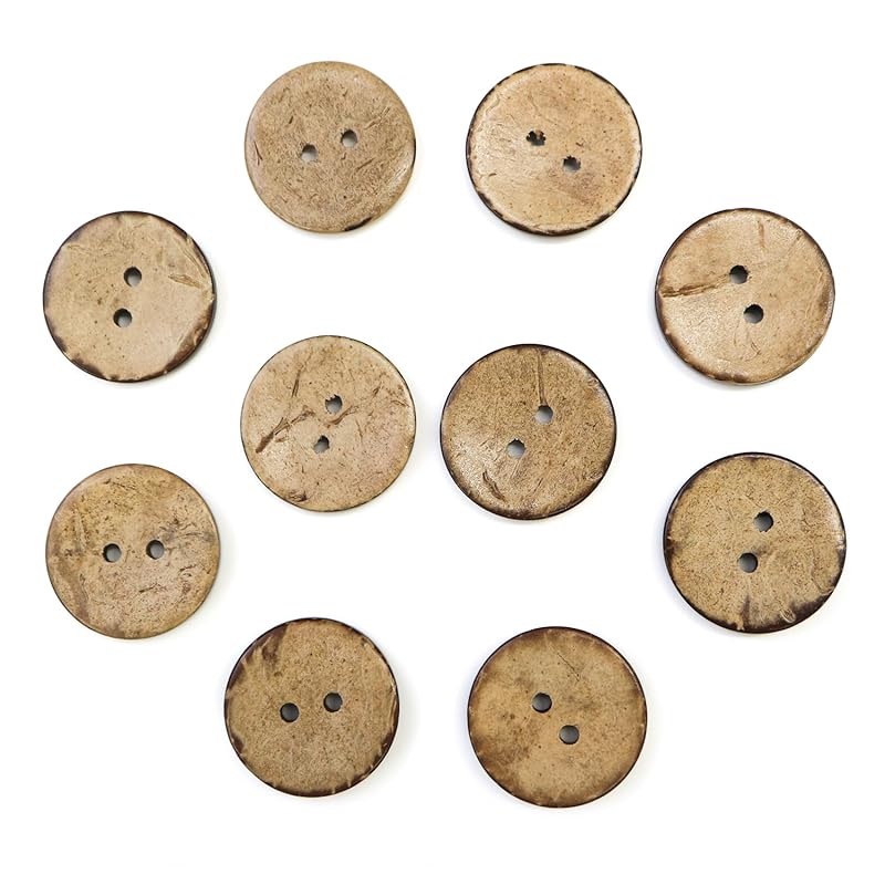

coconut button two hole button natural shirt buttons palm wood button brown grain wooden 10 pieces [20mm] Sparkling Punpun Maru B-467