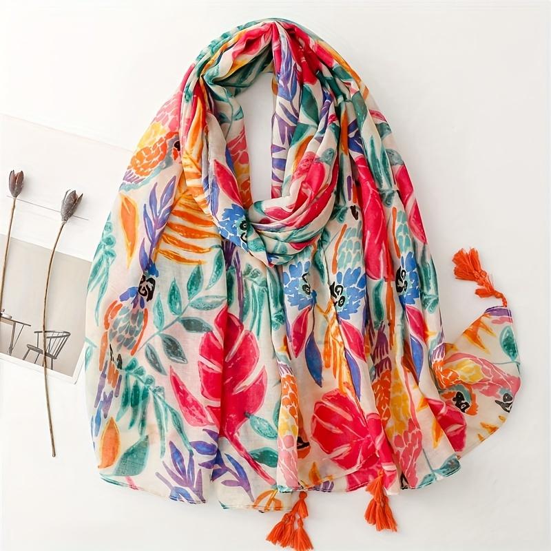 Designer Brand Women Scarf Bohemia Print Lady Shawls Cotton Feeling Soft Oversize Hijabs Neck Headband Tassel Foulard