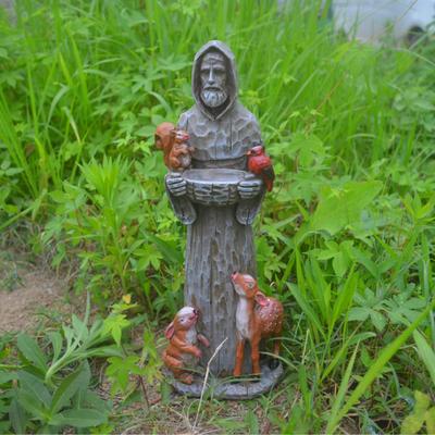 St. Francis e Amigos Animais Artesanato em Resina Estátua de Jardim ao Ar Livre Alimentador de Pássaros