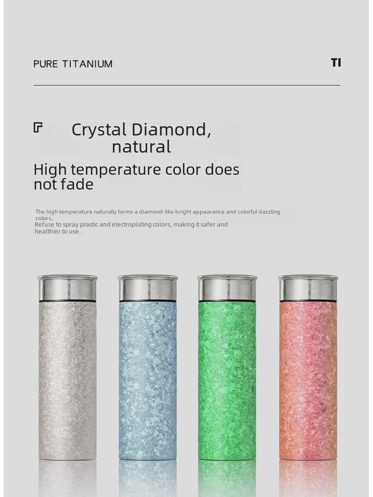 Titanium Crystal Pure Thermos Cup - 430ml | High-End Titanium Tea Cup for Car & Everyday Use | Fashionable Unisex Design