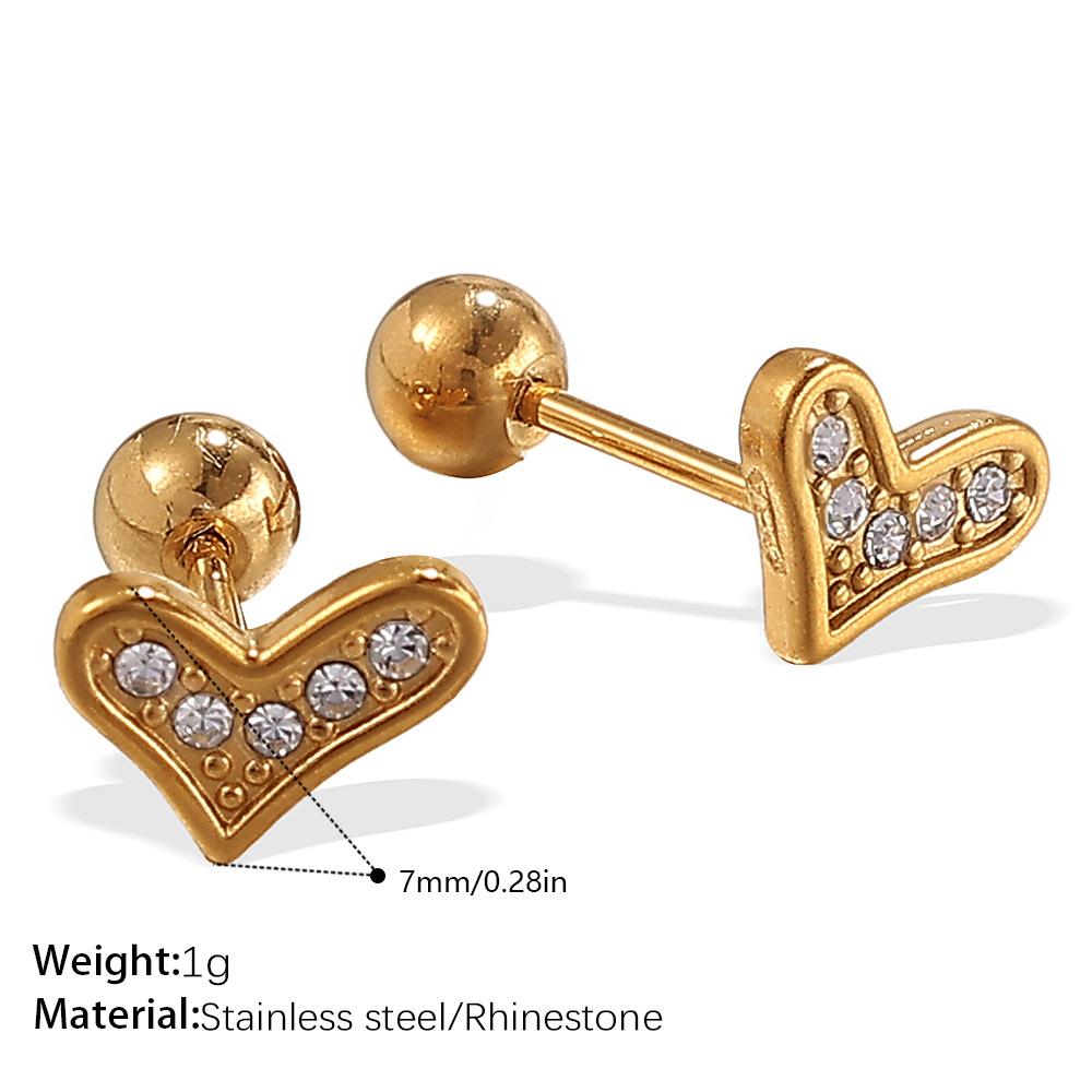 Fashion Light Luxury Gold Love Diamond Earrings Stainless Steel Gold Plated Hollow Design Earrings Women