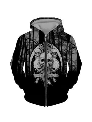2026 Spring Plus Size Men's 3D Devil Skull Hoodie
