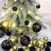 New 44-piece paper box (pink silver) New Christmas balls 44pcs painted special-shaped paper box 3-6cm set Christmas decorations electroplated ball