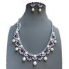 Purple Crystal Zircon Necklace Full Diamond Flower Earrings Banquet Exquisite Accessories Bridal Accessories Set