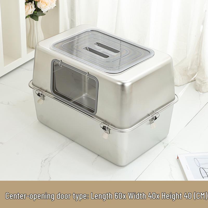 All-Steel Enclosed Stainless Cat Litter Box, Odor & Splash Proof, Extra Large