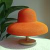 Summer Hepburn Straw Hat Retro Design Large Brim Straw Hat for Women Large Brim Orange New Solid Color Beach Vacation Large Sun