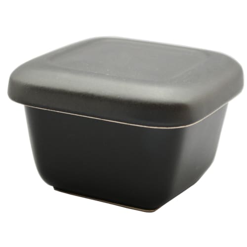 Santo Banko Ware Ohitsu (Ceramics), Black Glaze, Small, Square, 1 Pair, Made in Japan, 09747