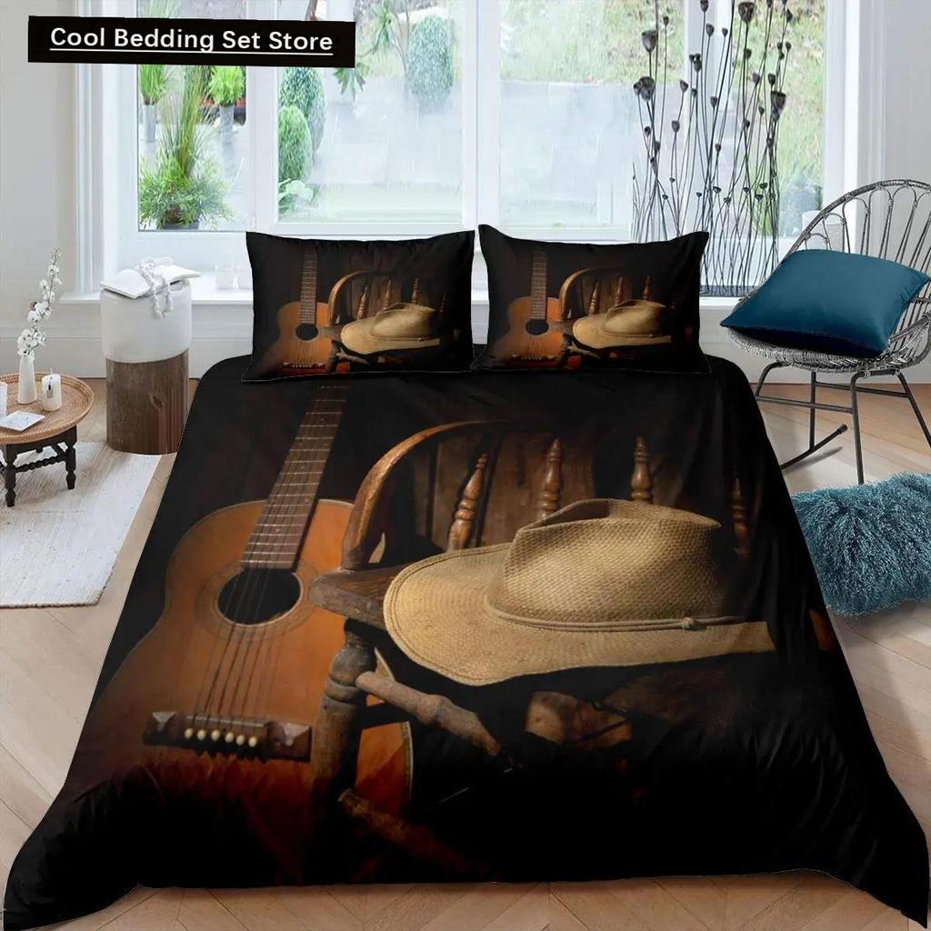 Western Cowboy Duvet Cover Set Vintage Farmhouse Bedding Set For Kids Boys Teens Queen Size Soft 2/3Pcs Polyester Quilt Cover